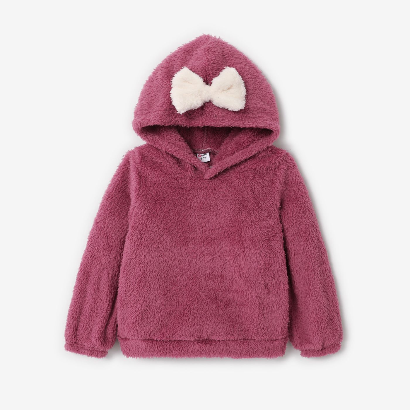 Kid Girl Solid Color 3D Bowknot Design Fleece Hoodie Sweatshirt