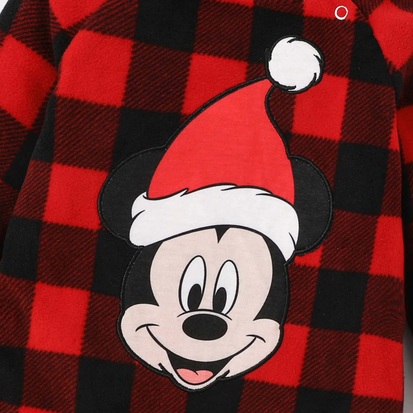 Disney Mickey and Friends Family Matching Christmas Polarfleece Grid Character Print Hooded Top  Red image 3
