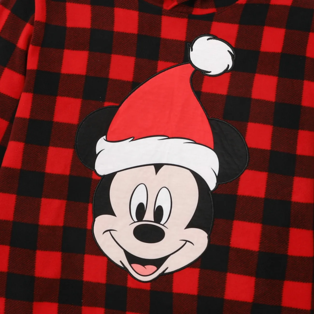 Disney Mickey and Friends Family Matching Christmas Polarfleece Grid Character Print Hooded Top  Red big image 1