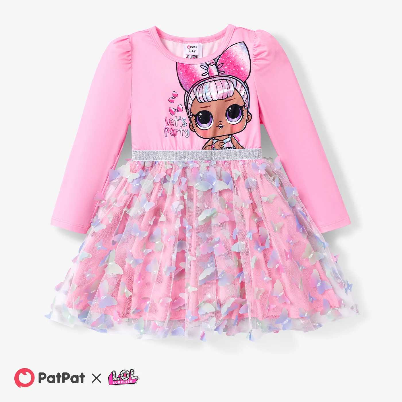 L.O.L. SURPRISE! Toddler Girl Character Print Long-sleeve Character Print Mesh Dress  Pink