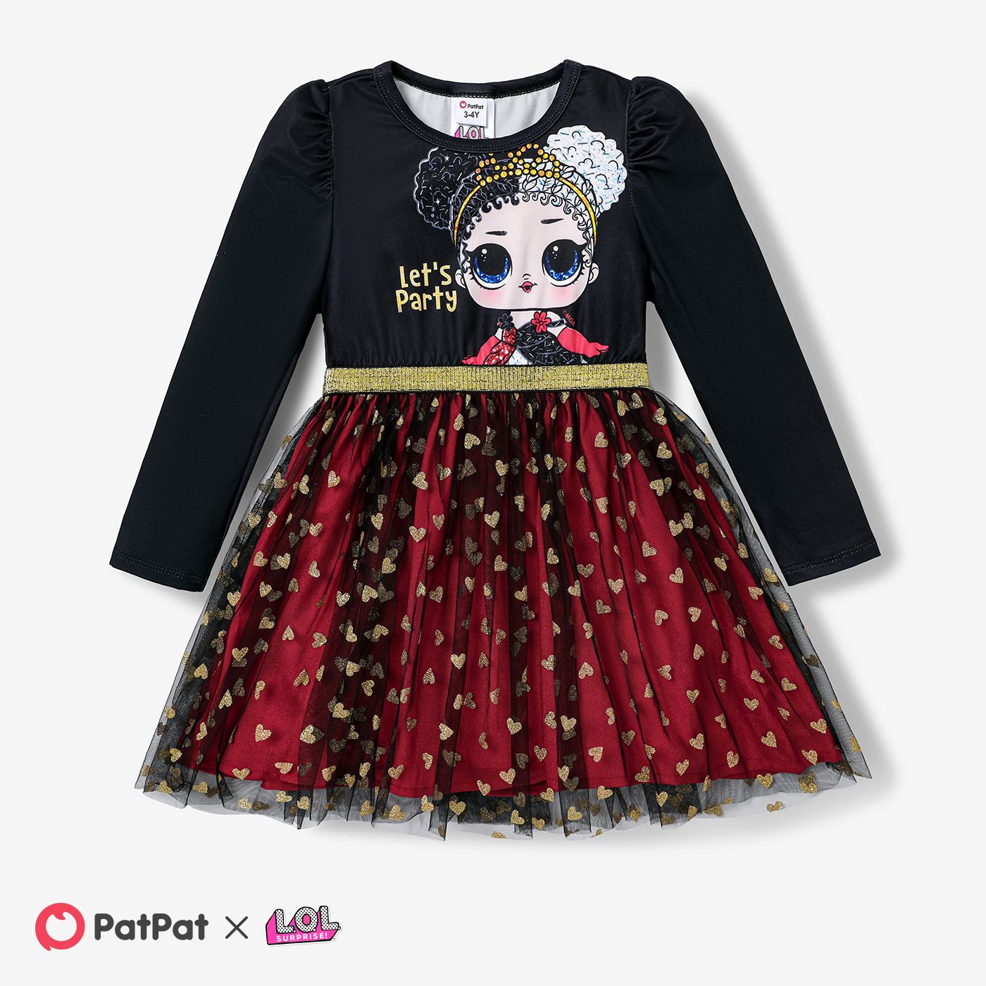 L.O.L. SURPRISE! Toddler Girl Character Print Long-sleeve Character Print Mesh Dress