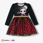 L.O.L. SURPRISE! Toddler Girl Character Print Long-sleeve Character Print Mesh Dress  Black
