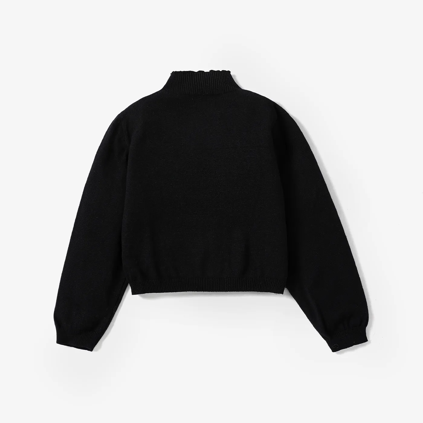 Kid Girl Halloween Pumpkin Pattern Knit Sweater   Black image 2