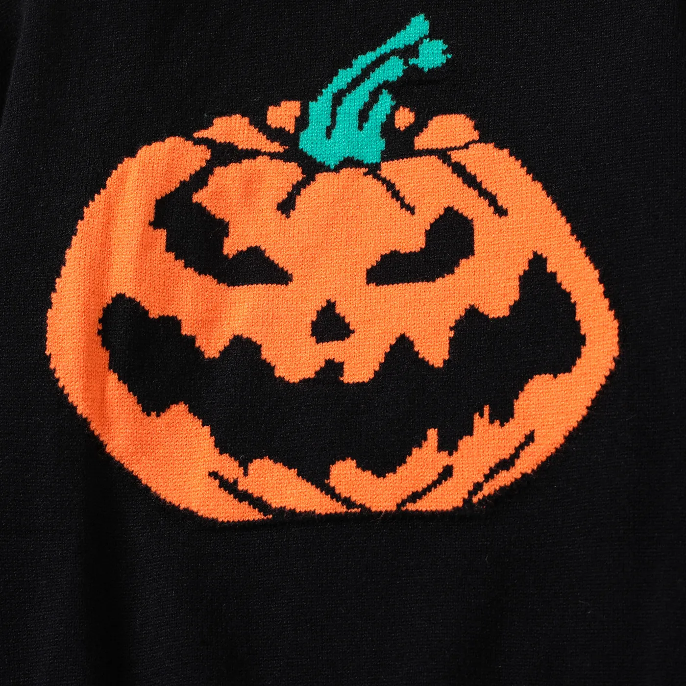 Kid Girl Halloween Pumpkin Pattern Knit Sweater   Black image 4