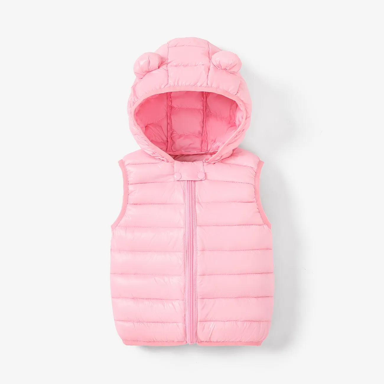Toddler Boy/Girl Childlike 3D Ear Design Solid Vest Coat Pink big image 1