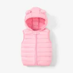 Toddler Boy/Girl Childlike 3D Ear Design Solid Vest Coat Pink