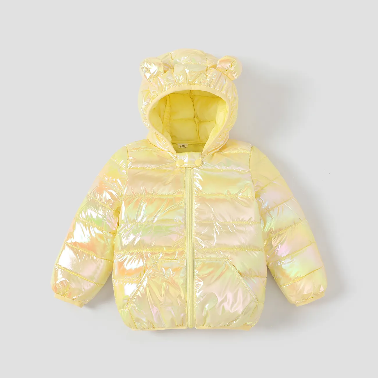 Toddler Boy/Toddler Girl 3D Ear Design Metallic Quilted Cotton-Padded Jacket