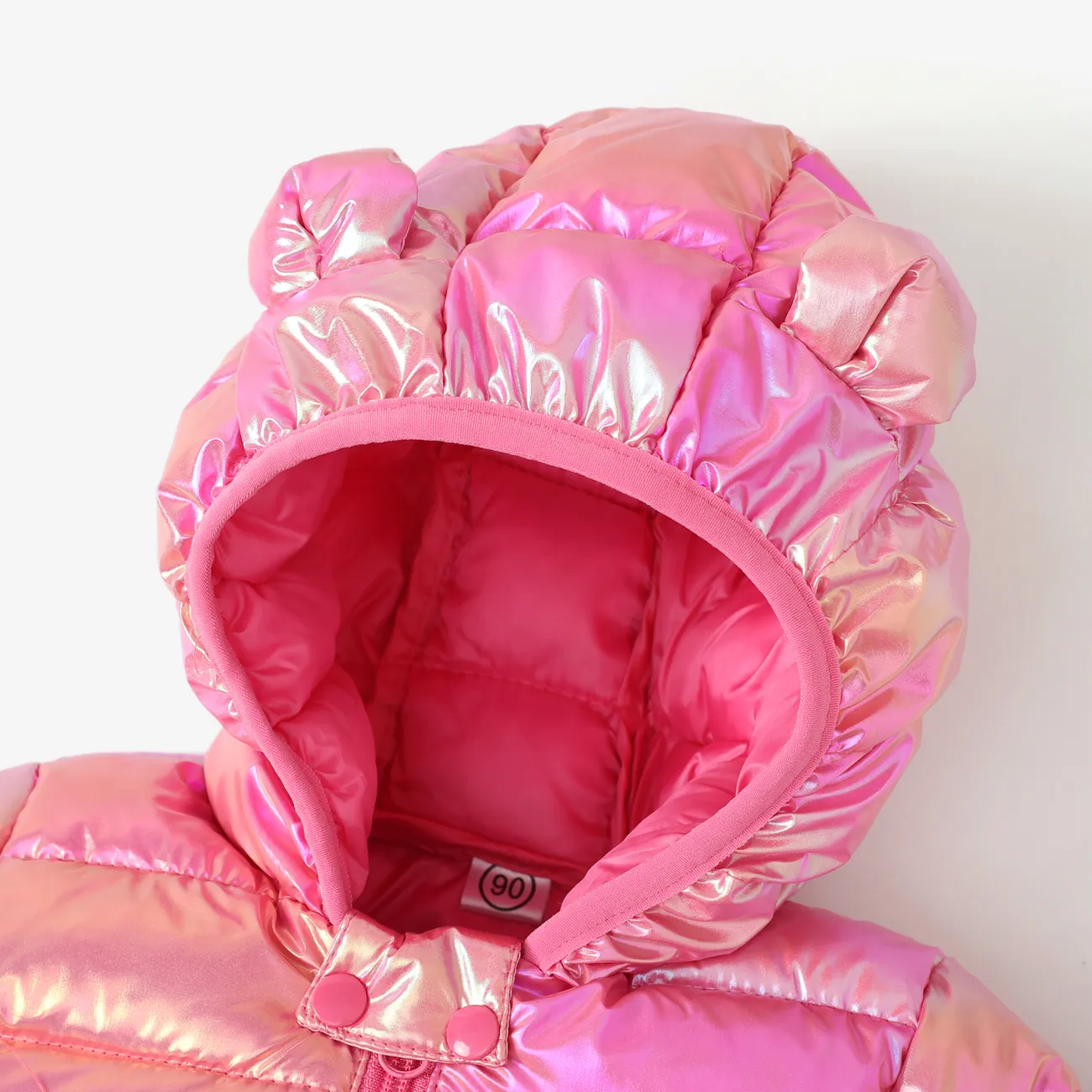  Toddler Boy/Girl Childlike 3D Ear Design Winter Coat Pink big image 1