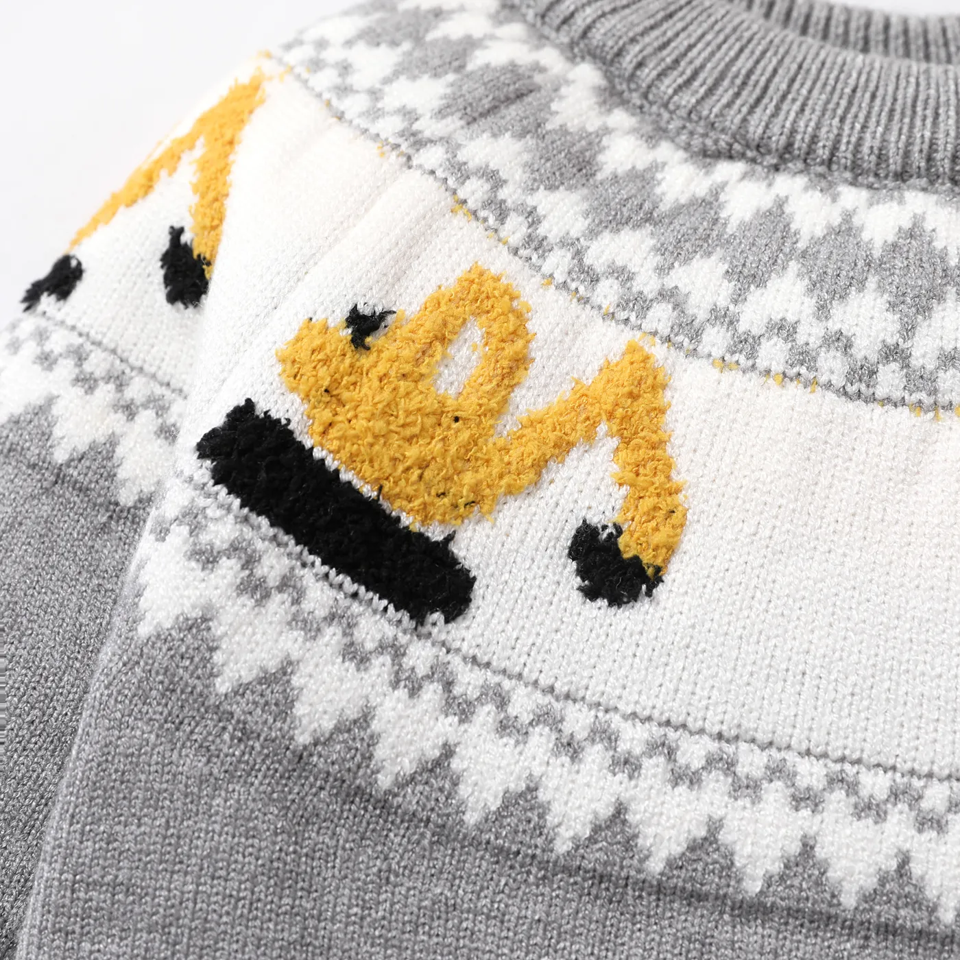 Toddler Boy Playful Vehicle Excavator Pattern Colorblock Sweater  image 4