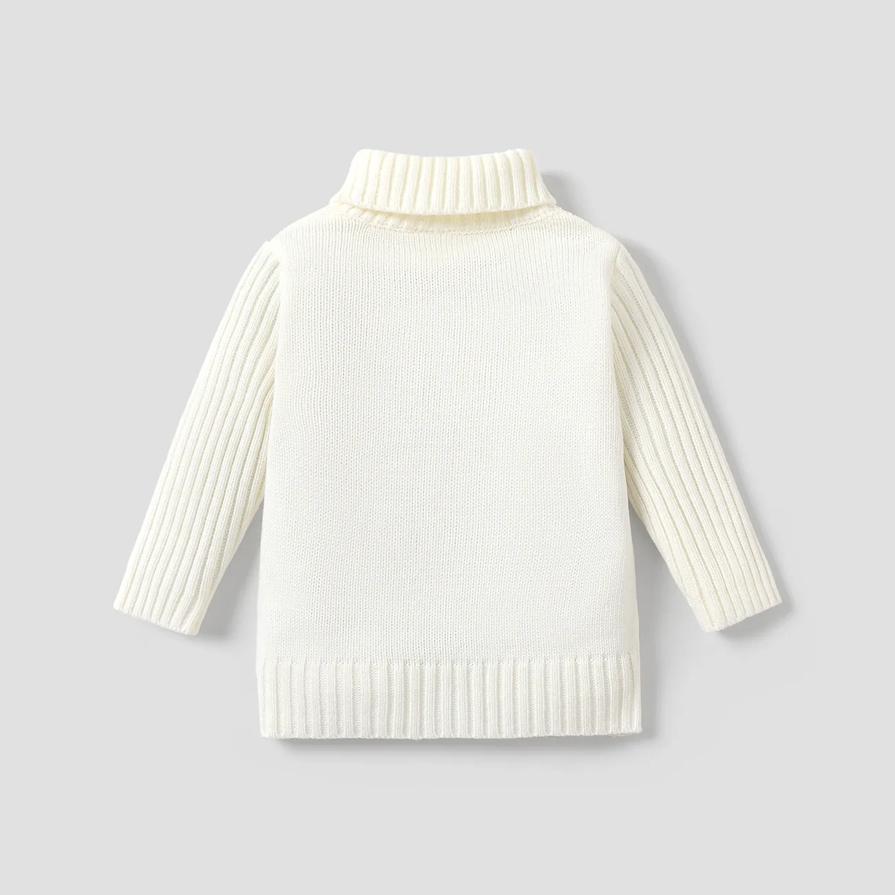 Baby Boy/Girl Casual Solid Color Long Sleeve Sweater White big image 1
