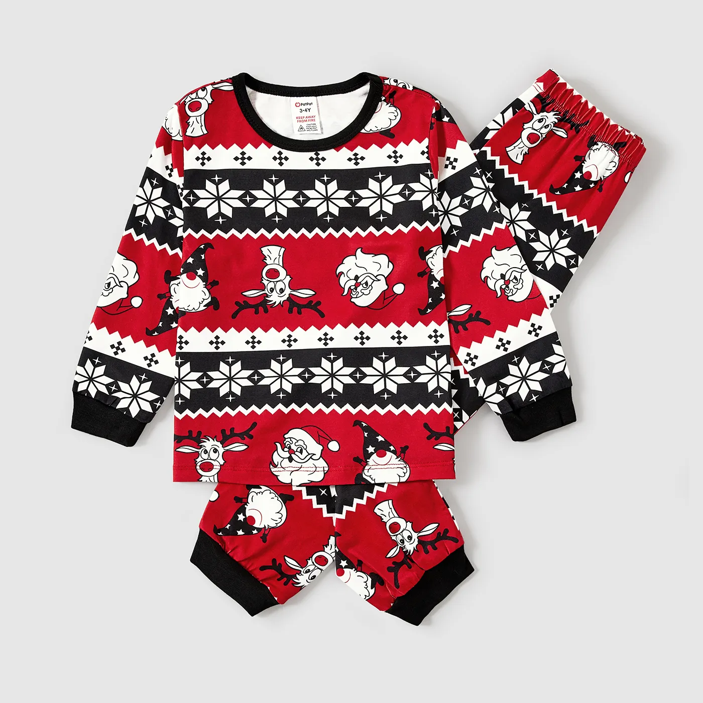 Christmas Santa And Reindeer Allover Print Family Matching Pajamas Sets (Flame Resistant)
