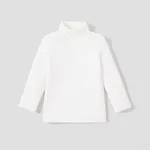 Toddler Girl/Boy Turtleneck Cashmere Solid Knit Sweater White