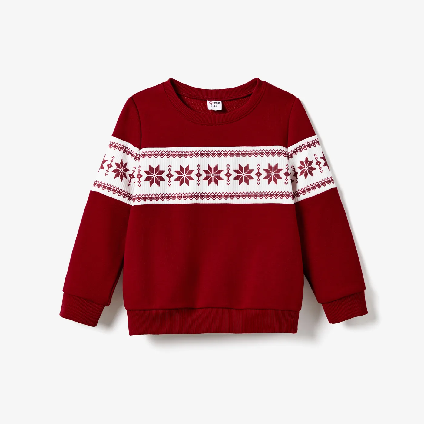 Christmas Family Matching Long Sleeve Color-block Tops & Velvet Dresses Sets Burgundy image 6