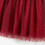 Christmas Family Matching Long Sleeve Color-block Tops & Velvet Dresses Sets  image 5