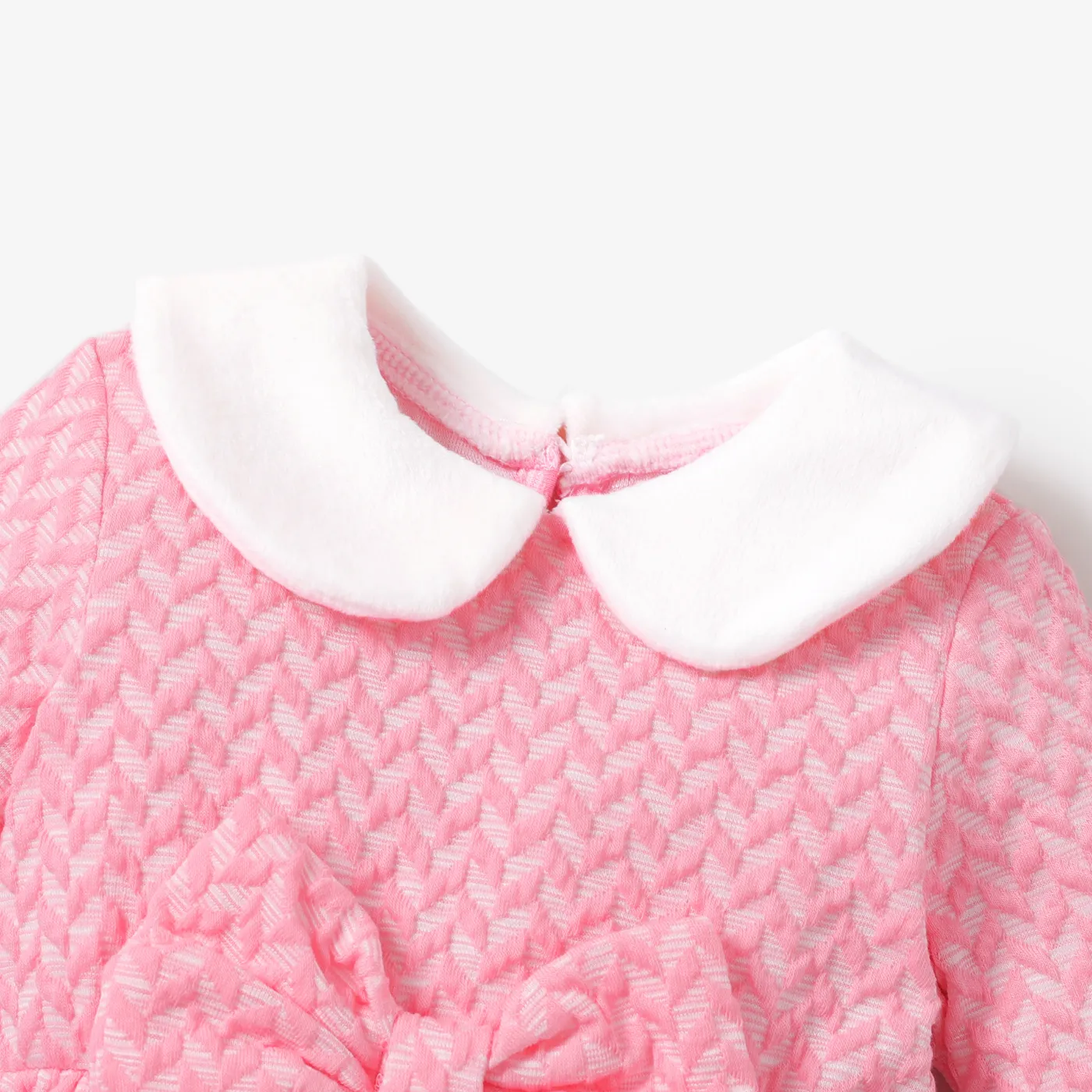 Baby Girl Sweet Solid Color Long Sleeve Jumpsuit  Pink image 3