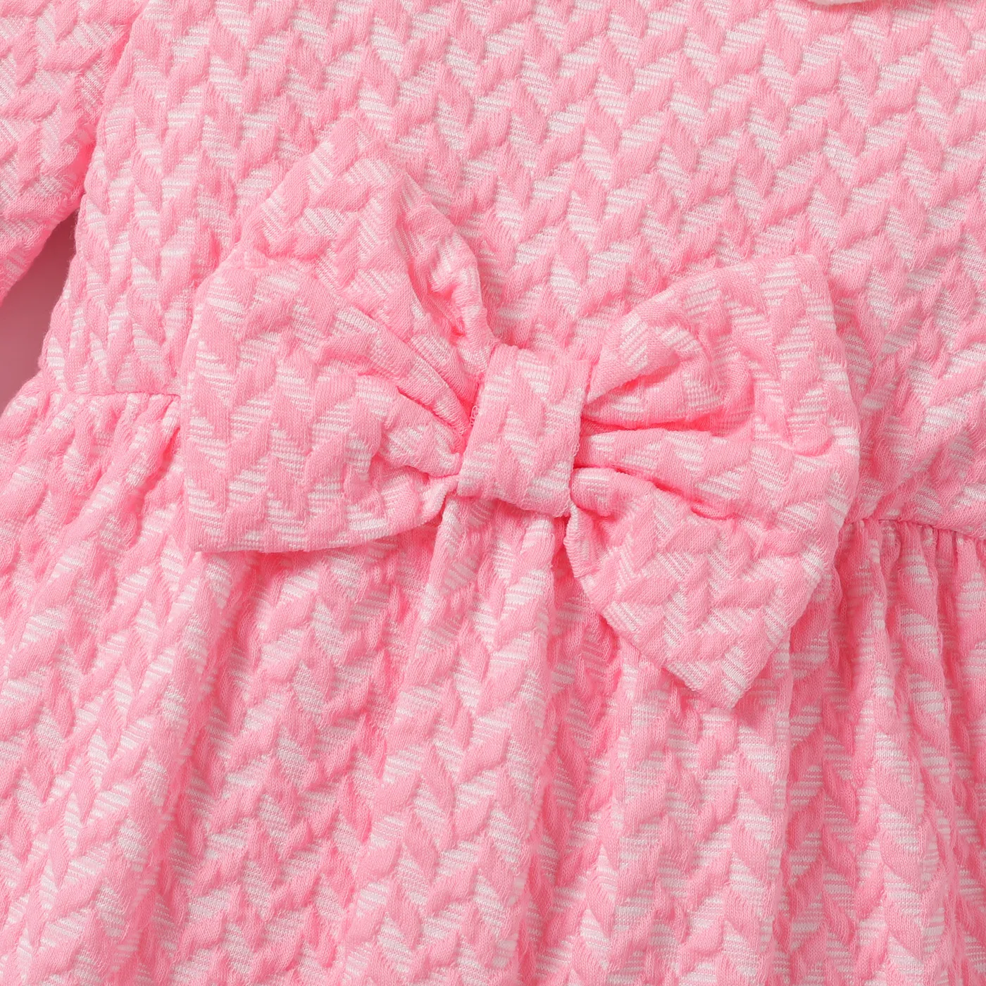 Baby Girl Sweet Solid Color Long Sleeve Jumpsuit  Pink image 4