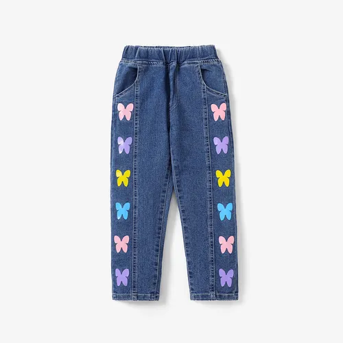  Kid Girl Sweet Butterfly Denim Jeans 