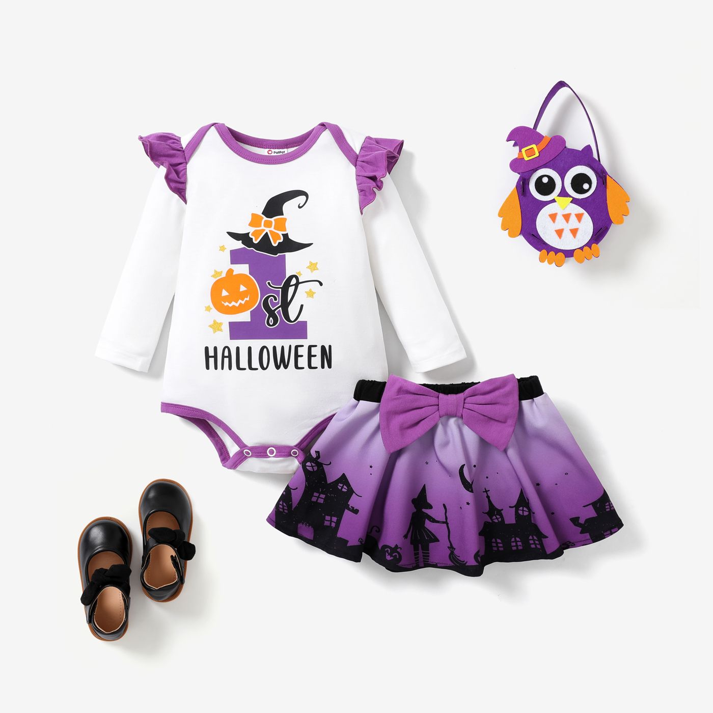 

2PCS Baby Girl Halloween Flutter Sleeve Dress Set