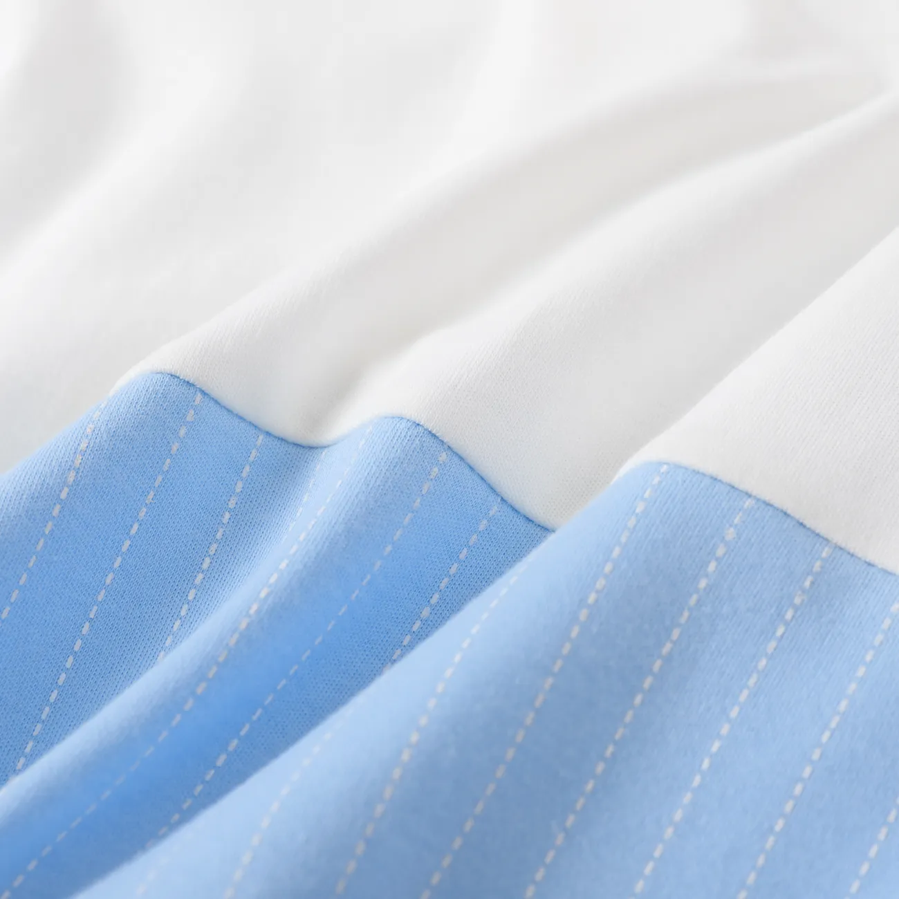 100% Cotton Stripe Print Bow Tie Decor Long-sleeve Baby Jumpsuit Light Blue big image 1