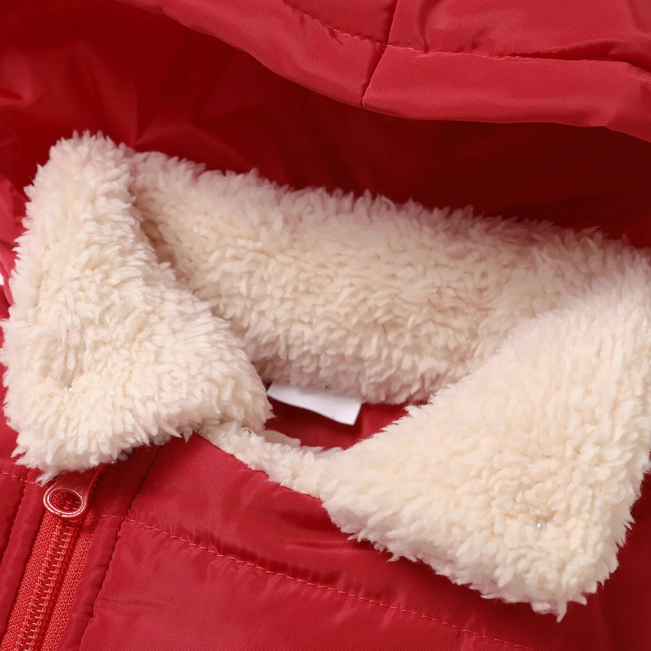 طفل رضيع / فتاة سميكة الصوف الحراري مبطن معطف الشتاء طويلة الأكمام مبطن أحمر big image 1