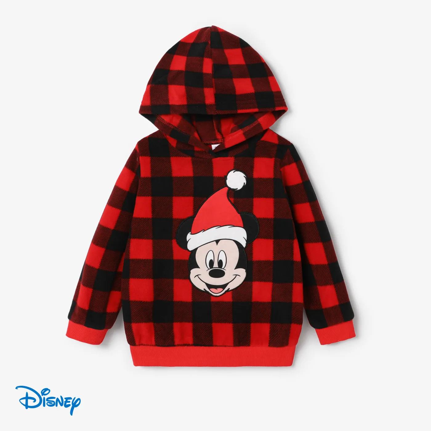 Disney Mickey And Friends Family Matching Christmas Polarfleece Grid Character Print Hooded Top