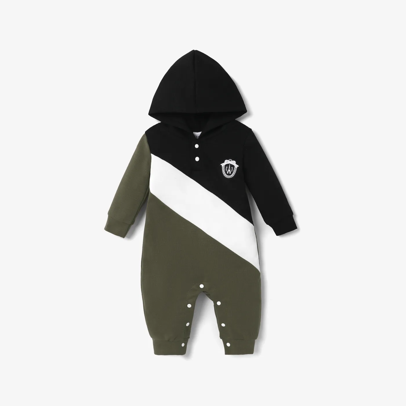 Baby Boy Stylish Cotton Solid Color Jumpsuit Army green
