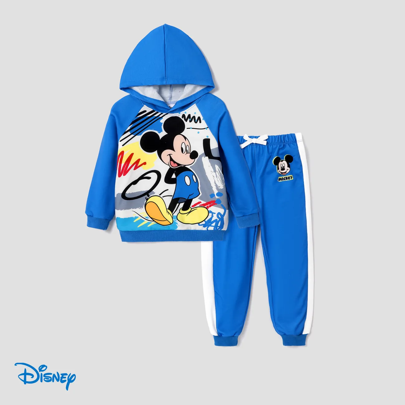 Disney Mickey and Friends Toddler Boy Character Print Long-sleeve Hooded Top and Pants Set  big image 1