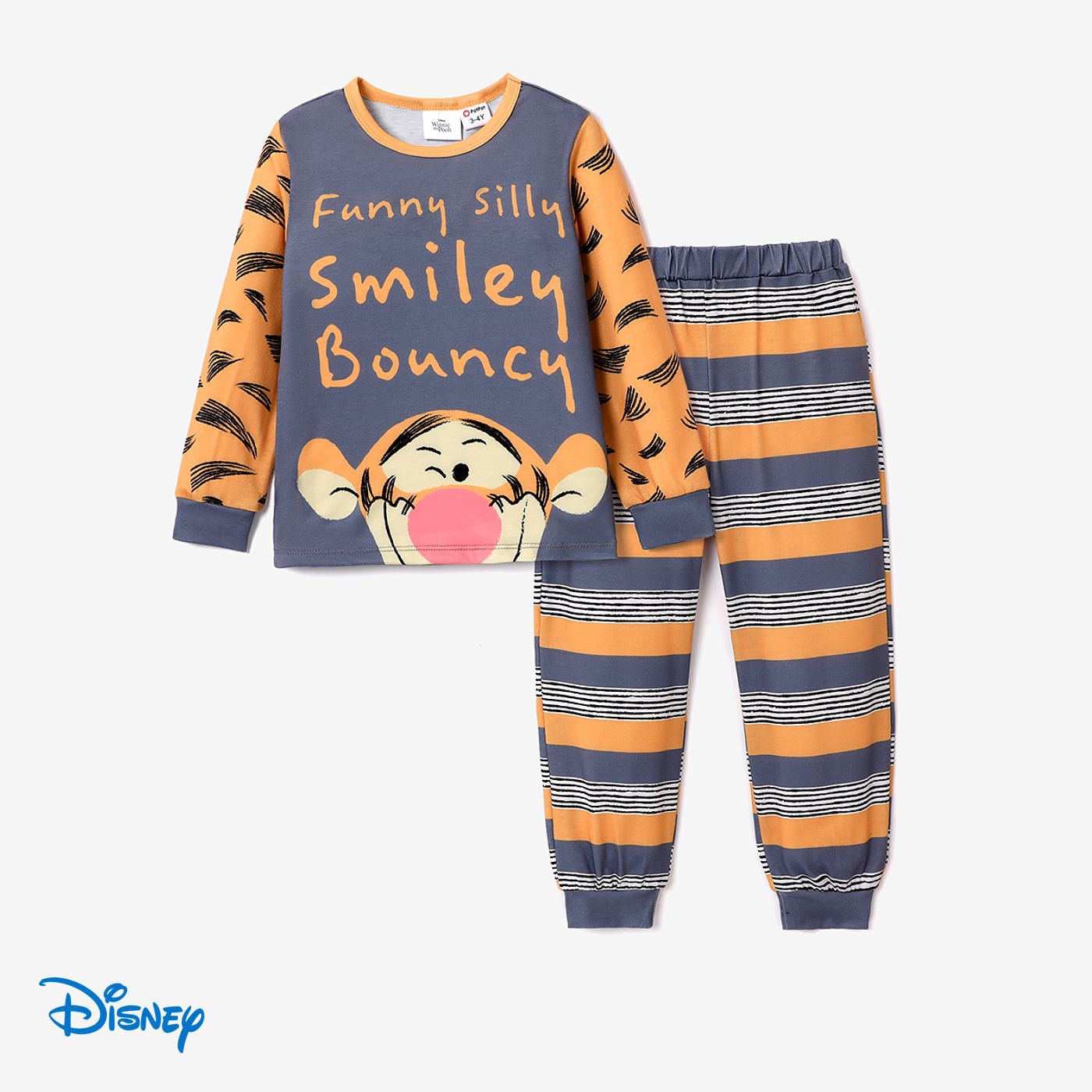Disney Winnie The Pooh Toddler Girl/Boy 2pcs Character Print Long-sleeve Sweatshirt And Stripe Pants Set