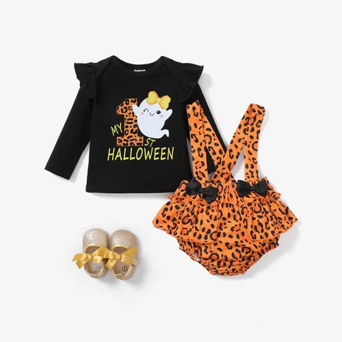 2PCS Baby Girl Halloween Flutter Sleeve Set 