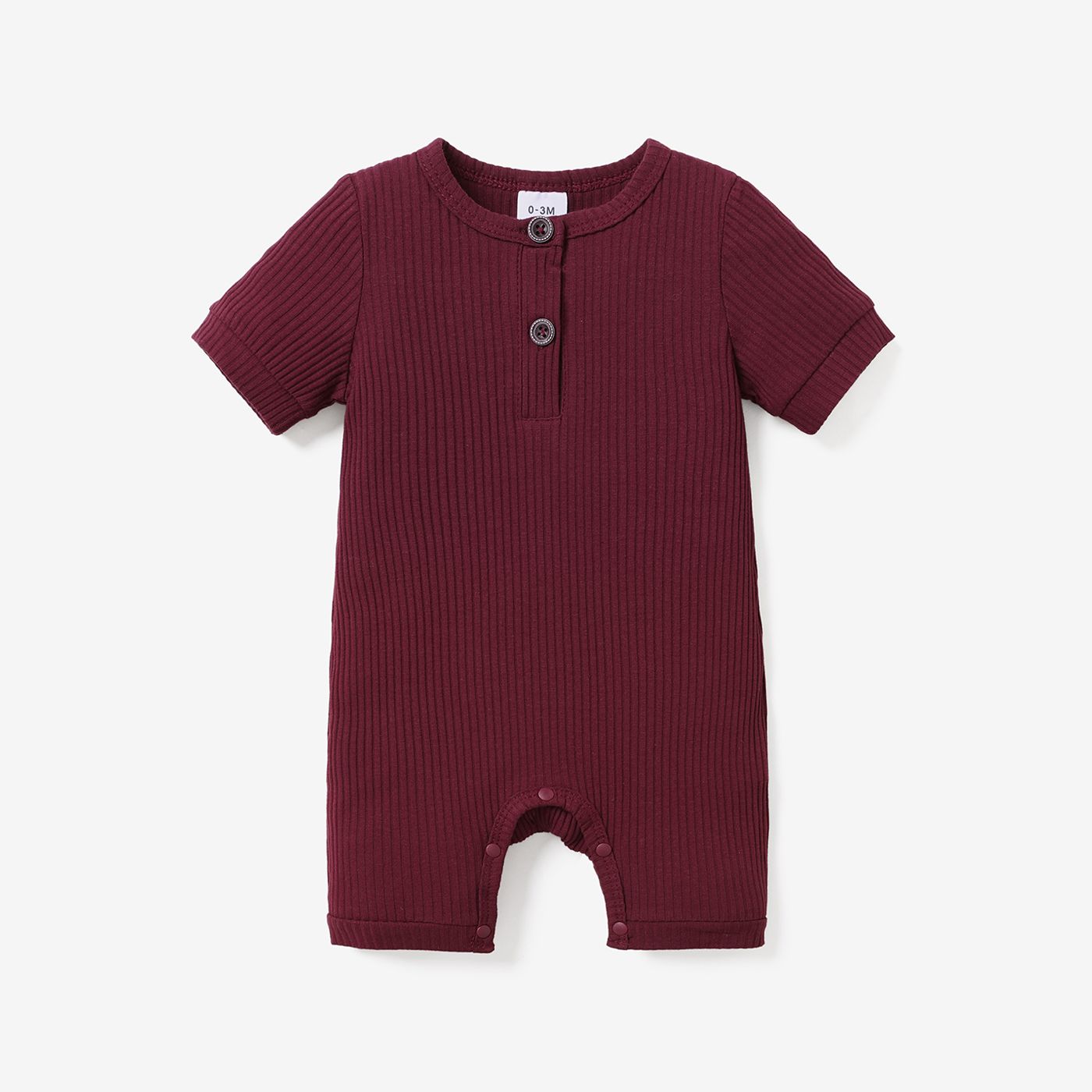 Baby Boy/Girl Cotton Ribbed Short-sleeve Button Up Romper