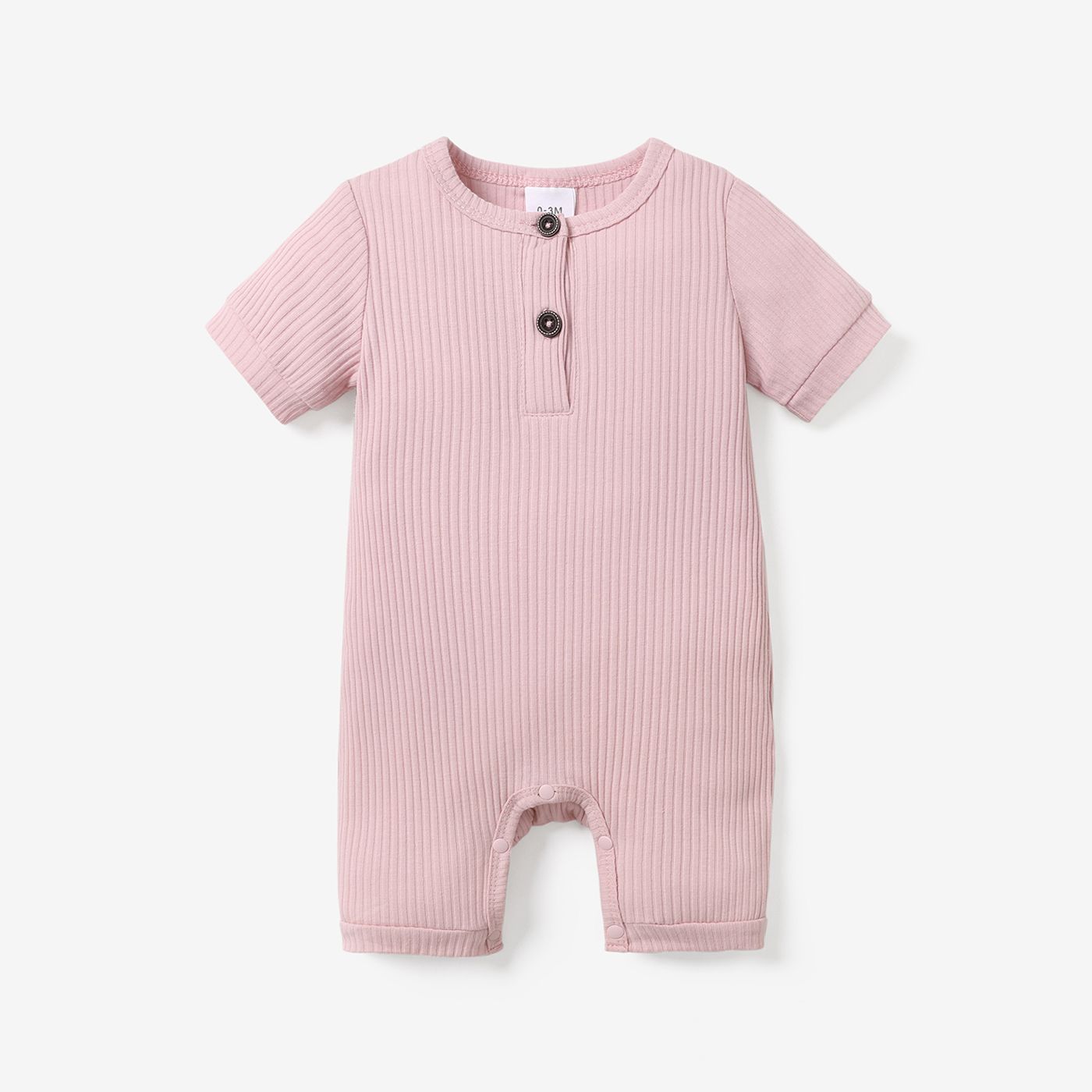 Baby Boy/Girl Cotton Ribbed Short-sleeve Button Up Romper