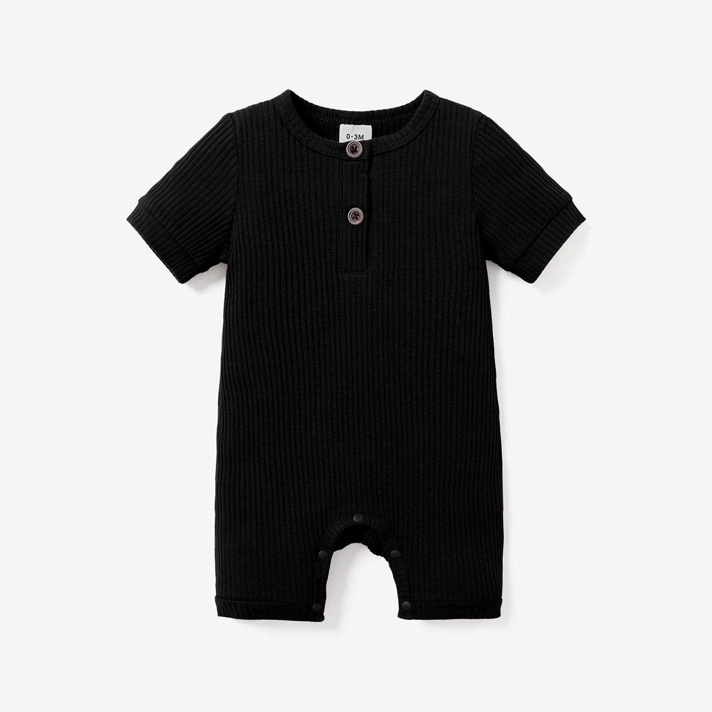 Baby Boy/Girl 95% Cotton Ribbed Short-sleeve Button Up Romper