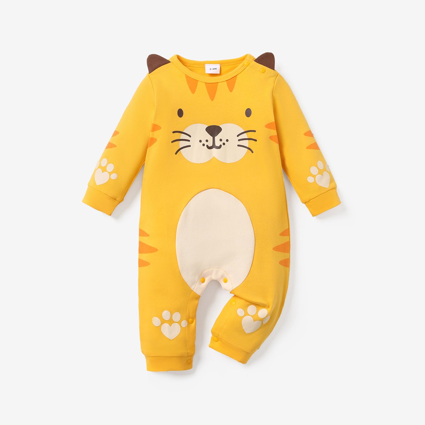 

Baby Girl/Boy 100% Cotton Tiger Graphic Long-sleeve Jumpsuit