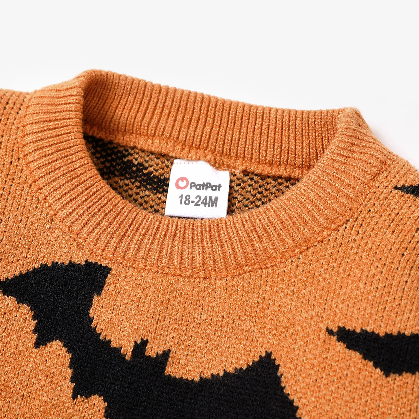 Toddler Boy/Girl Playful Halloween Graphic Orange Knit Sweater Orange image 3