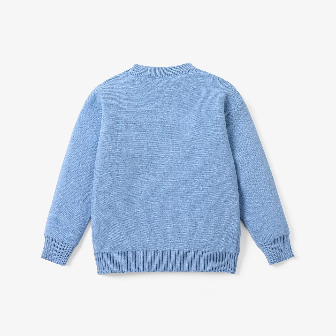 Toddler Boy Playful Vehicle Embroidered Knit Sweater Light Blue big image 1