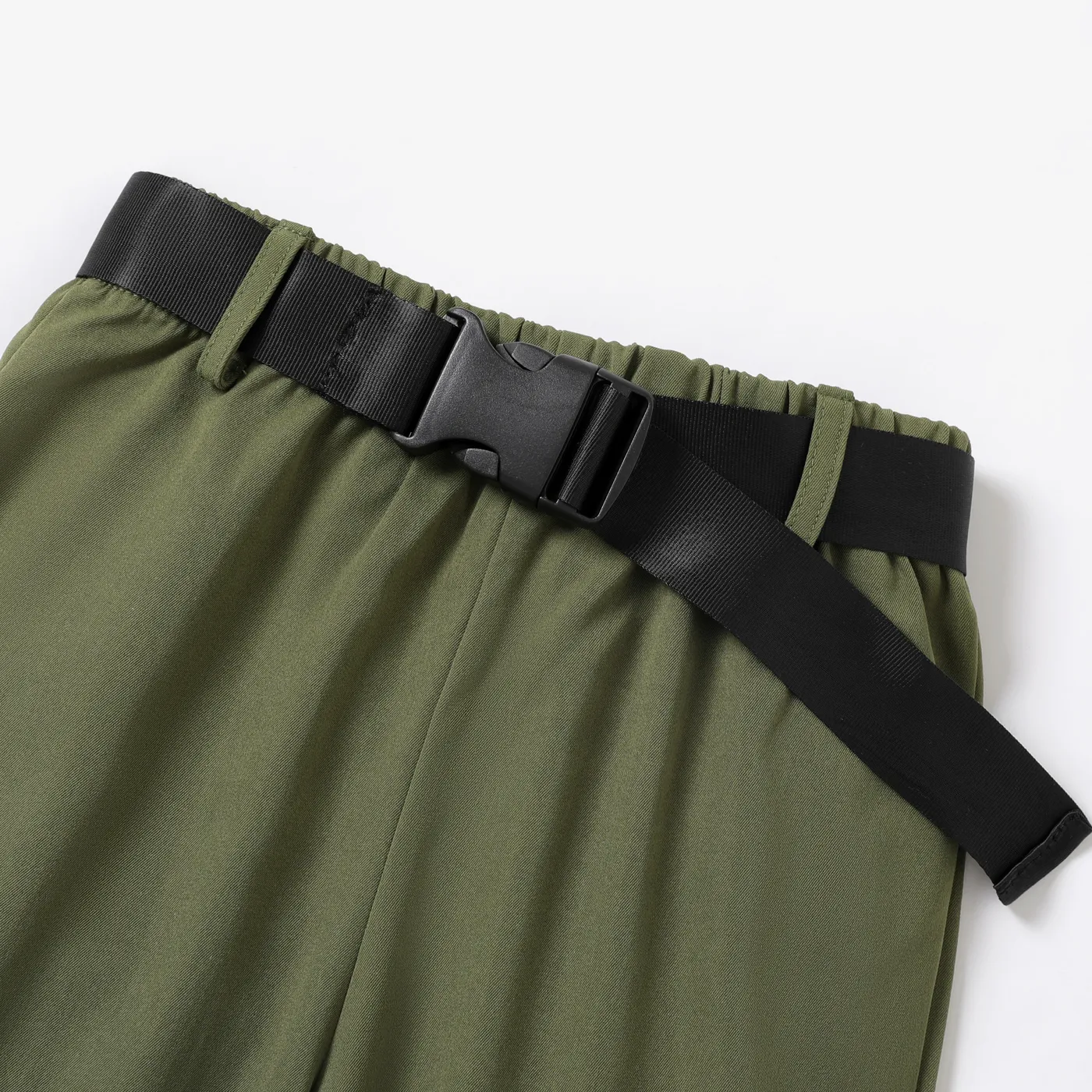 2pcs Toddler Boy Solid Casual Loose Fit Pants with Belt  image 4