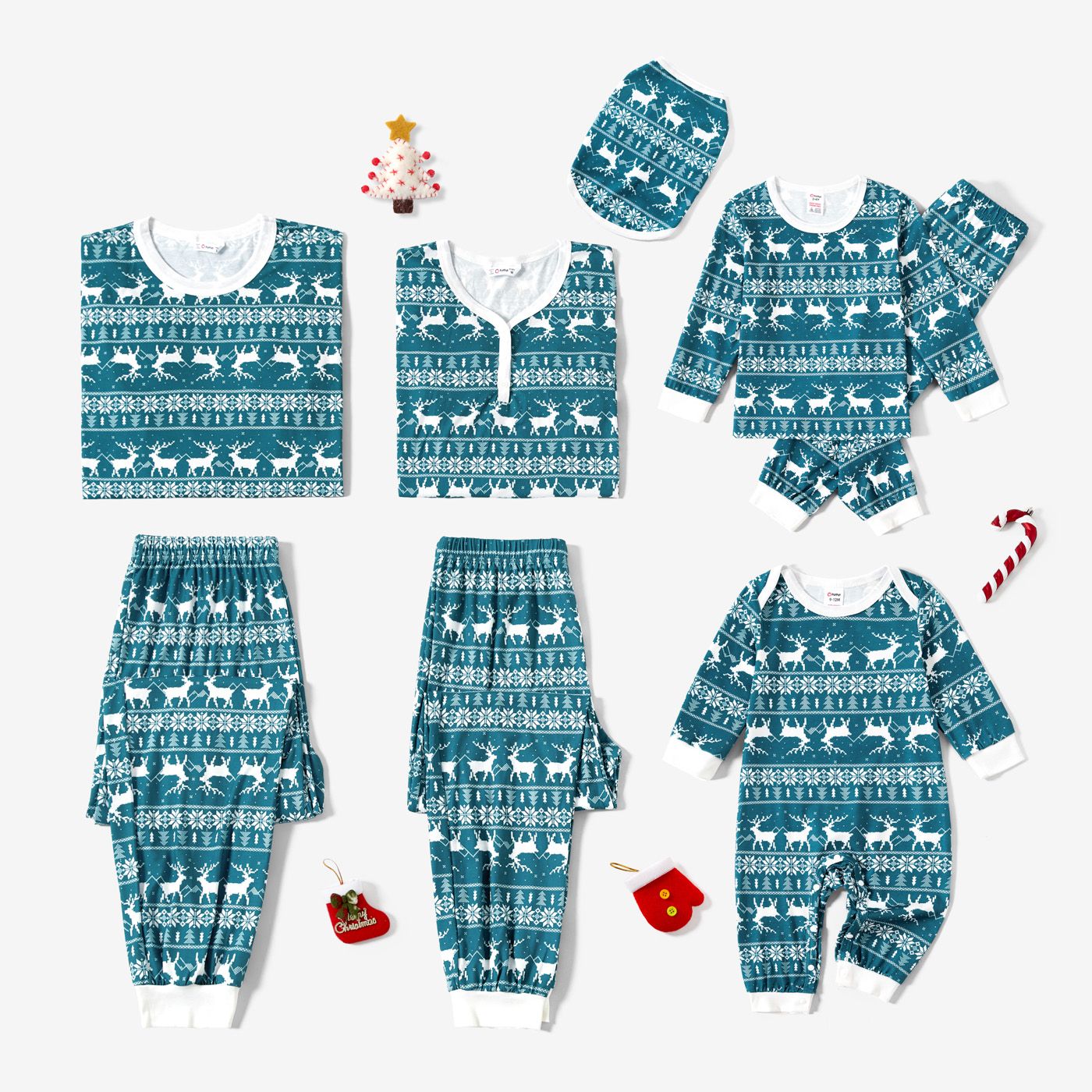 

Christmas Reindeer and Snowflake Allover Print Family Matching Pajamas Sets (Flame Resistant)