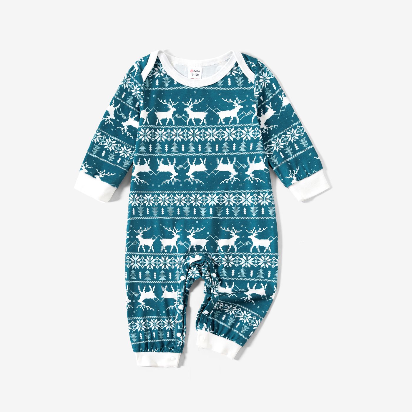 Christmas Reindeer And Snowflake Allover Print Family Matching Pajamas Sets (Flame Resistant)