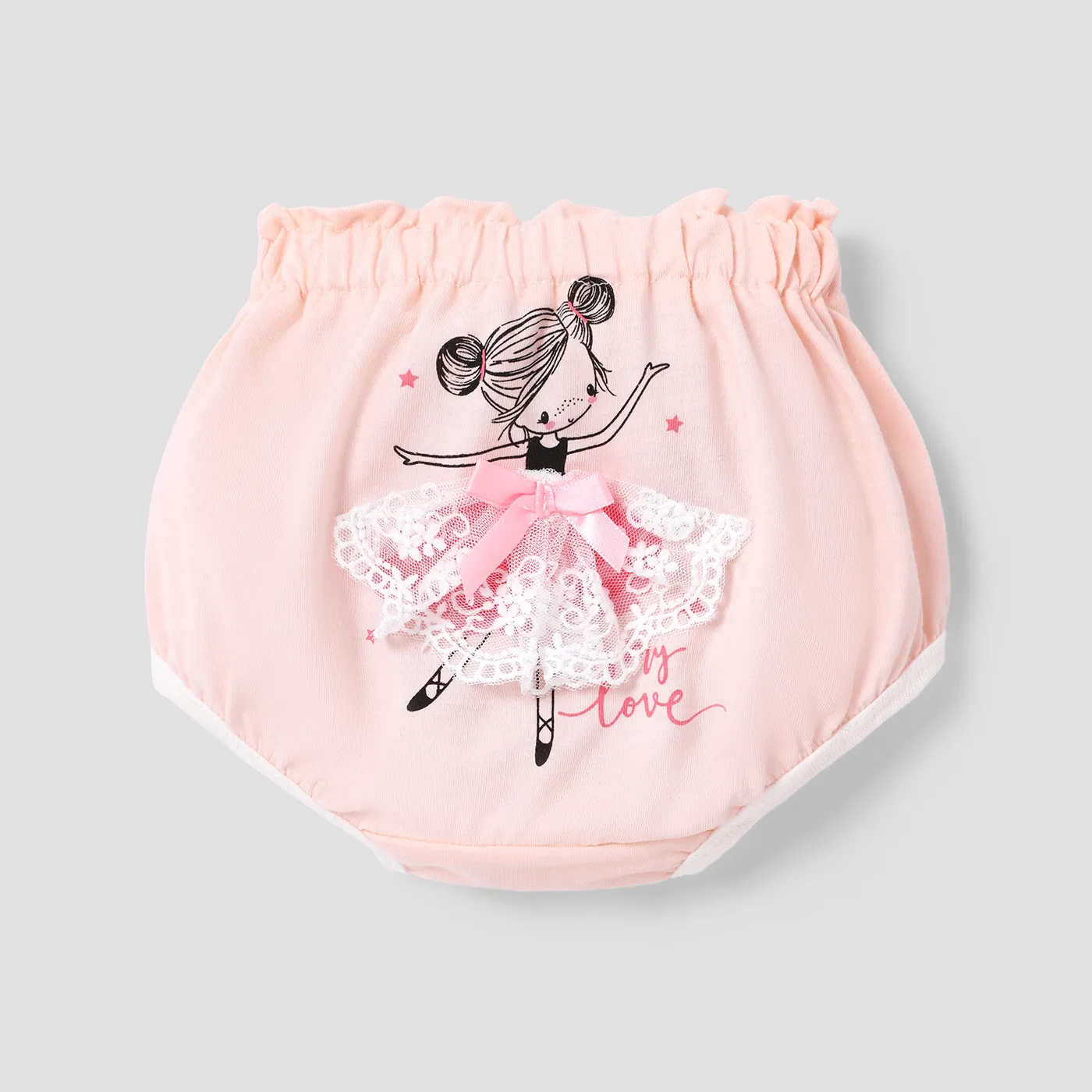 Girls' Sweet 3D Animal Pattern Underwear Set    Light Pink