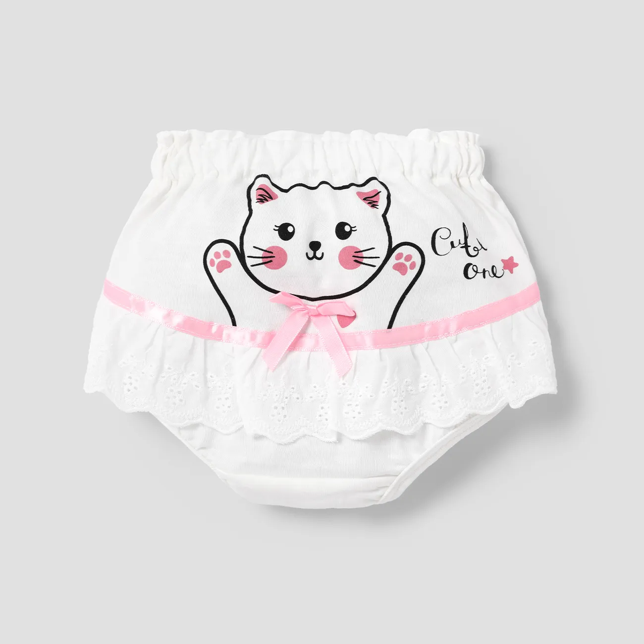Girls' Sweet 3D Animal Pattern Underwear Set    White big image 1