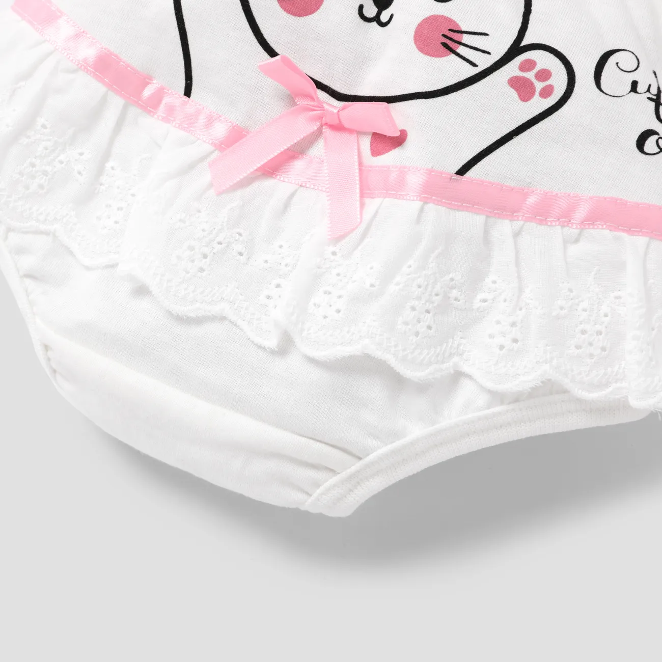 Ensemble de sous-vêtements à motifs d'animaux 3D pour filles - Style doux, épaisseur moyenne Blanc big image 1