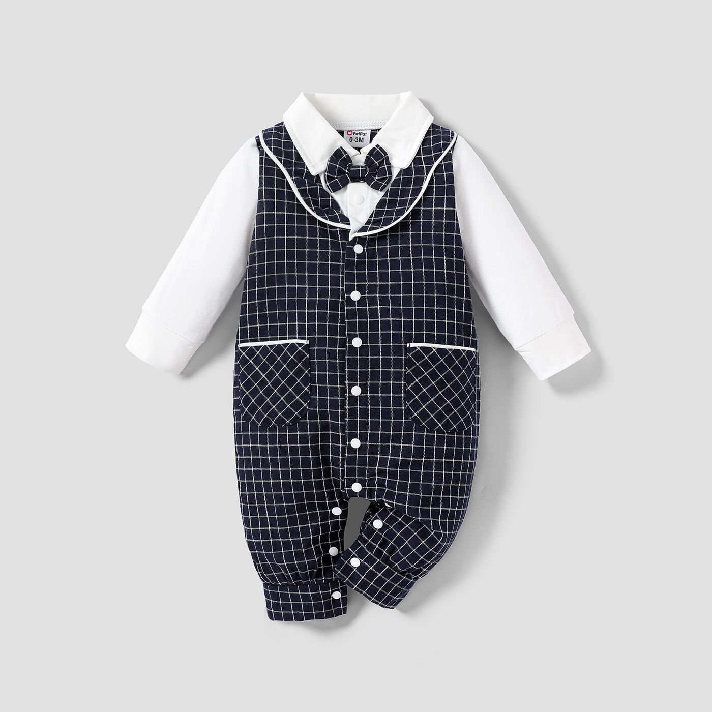 

Baby Boy Bow Tie Plaid Shirt Jumpsuit