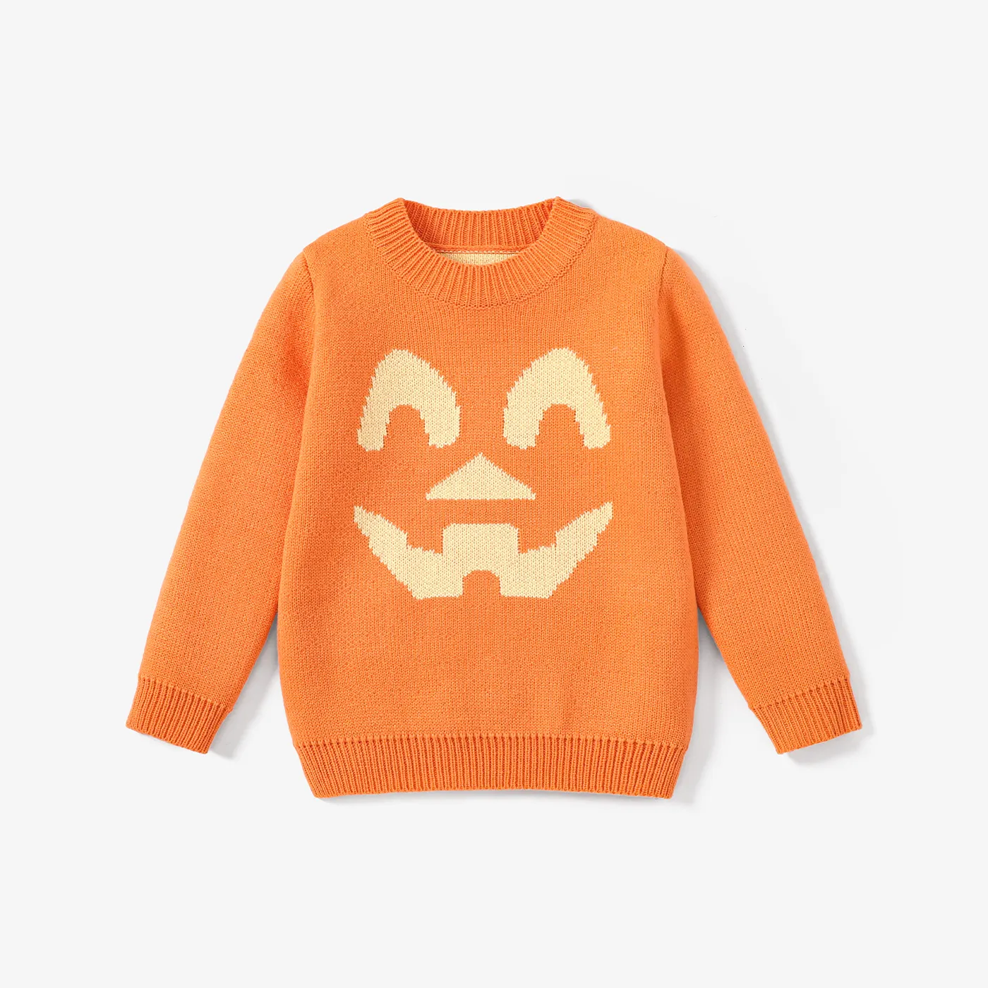 Kid Boy/Girl Halloween Character Pattern Sweater Orange big image 1