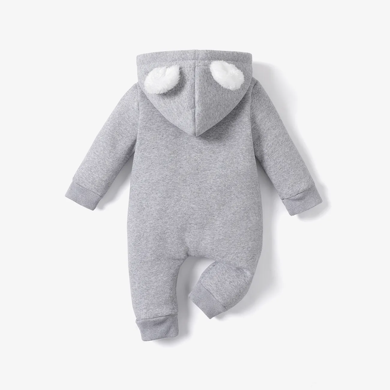 嬰兒 中性 立體造型 童趣 長袖 長腿連身衣 灰色 big image 1