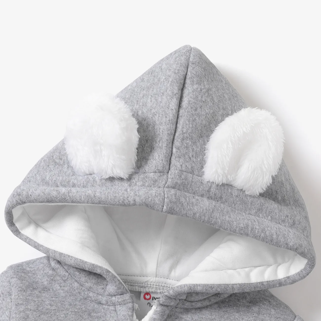 Baby Boy/Girl Cloud Design Thermal Fleece Lined Hooded Zipper Jumpsuit Grey big image 1