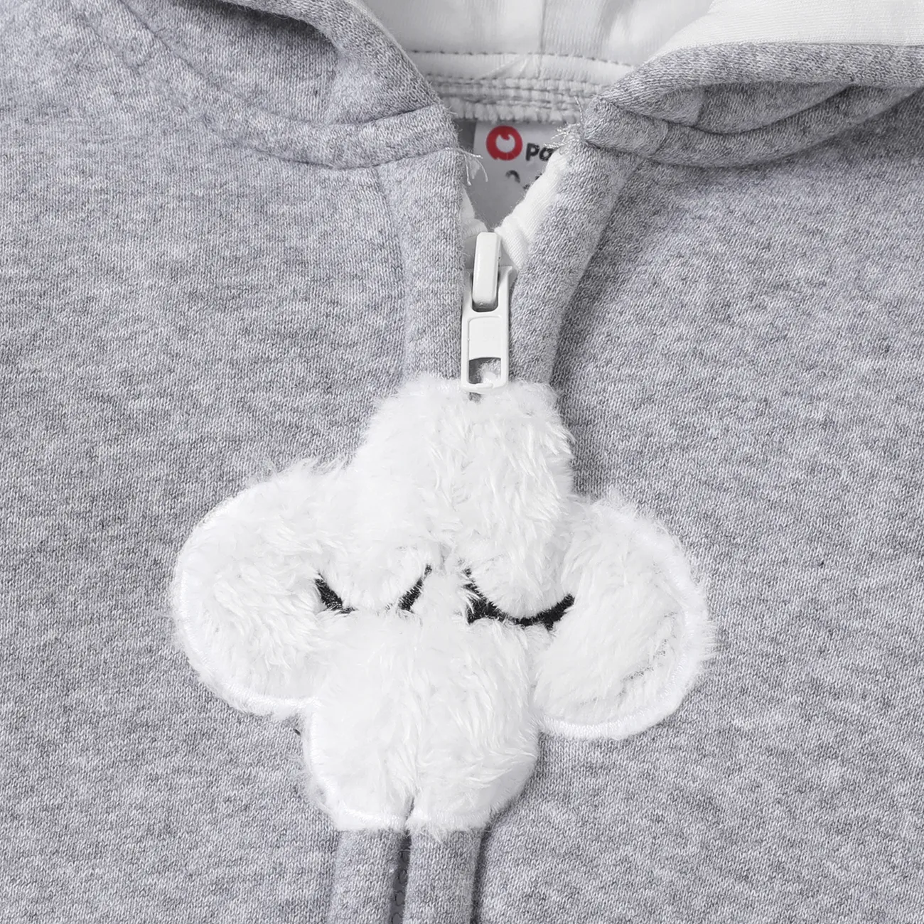 Baby Boy/Girl Cloud Design Thermal Fleece Lined Hooded Zipper Jumpsuit Grey big image 1