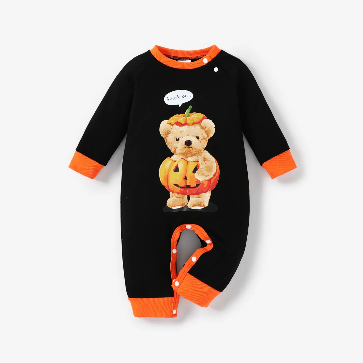 Baby Girl/Boy Halloween Childlike Animal Pattern Bear Jumpsuit Black