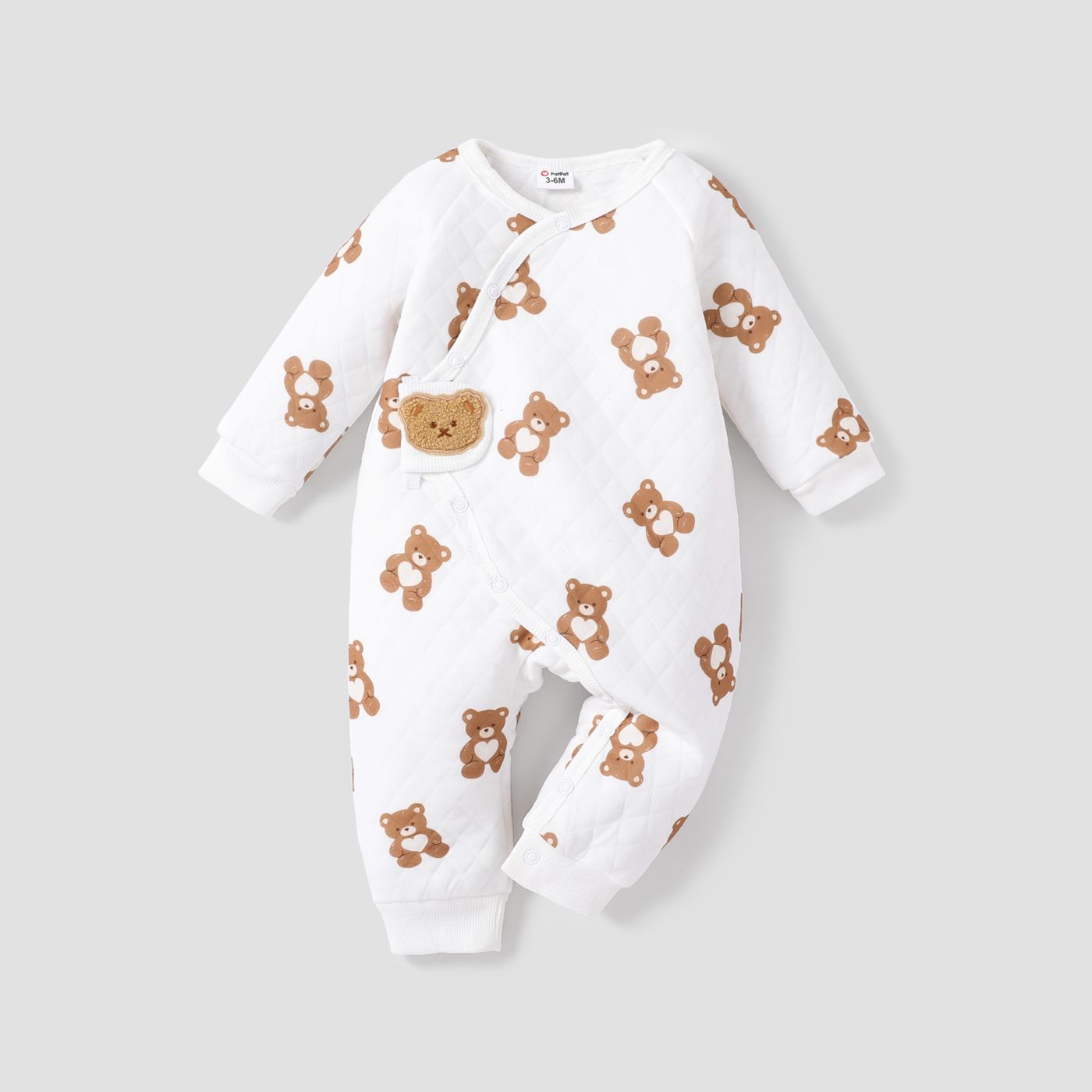 

Baby Boy/Girl Allover Bear Pattern Long-sleeve Jumpsuit
