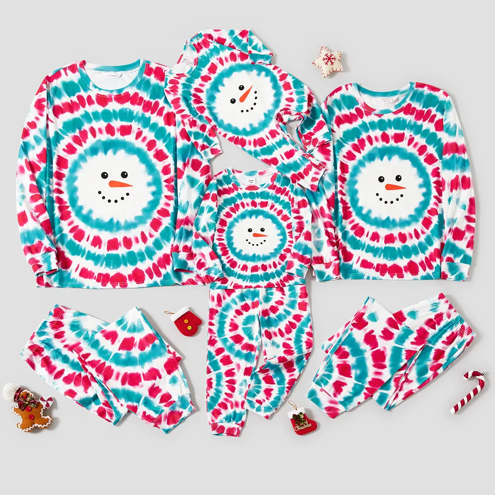 Christmas Snowman Print Family Matching Colorful Pajamas Sets (Flame Resistant) big image 3