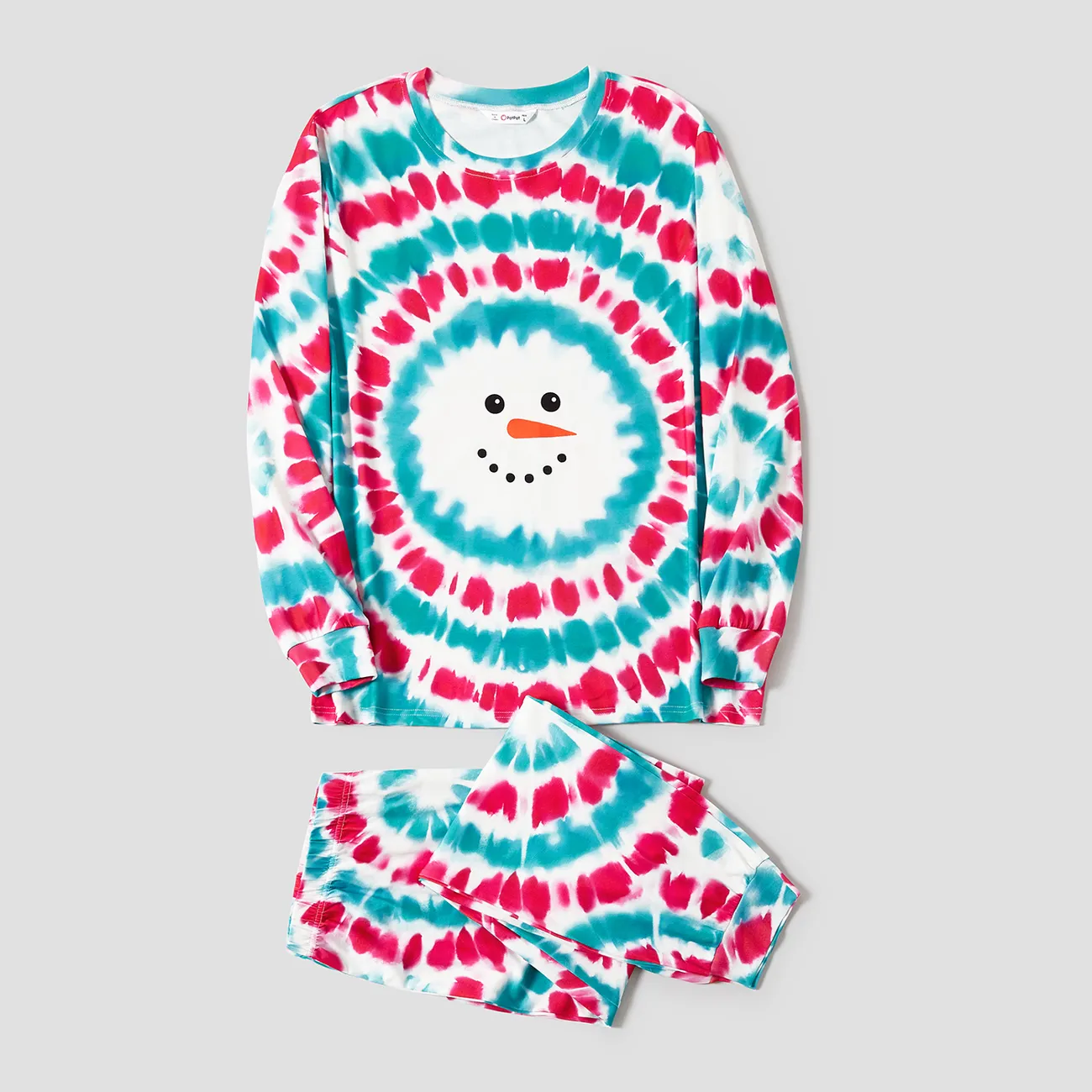 Christmas Snowman Print Family Matching Colorful Pajamas Sets (Flame Resistant) Multi-color big image 1